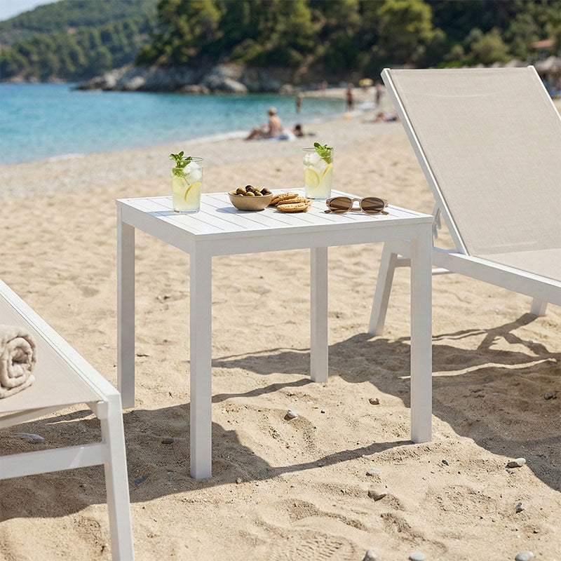 Τραπεζάκι παραλίας Kliton αλουμίνιο σε λευκή απόχρωση 45x45x41εκ