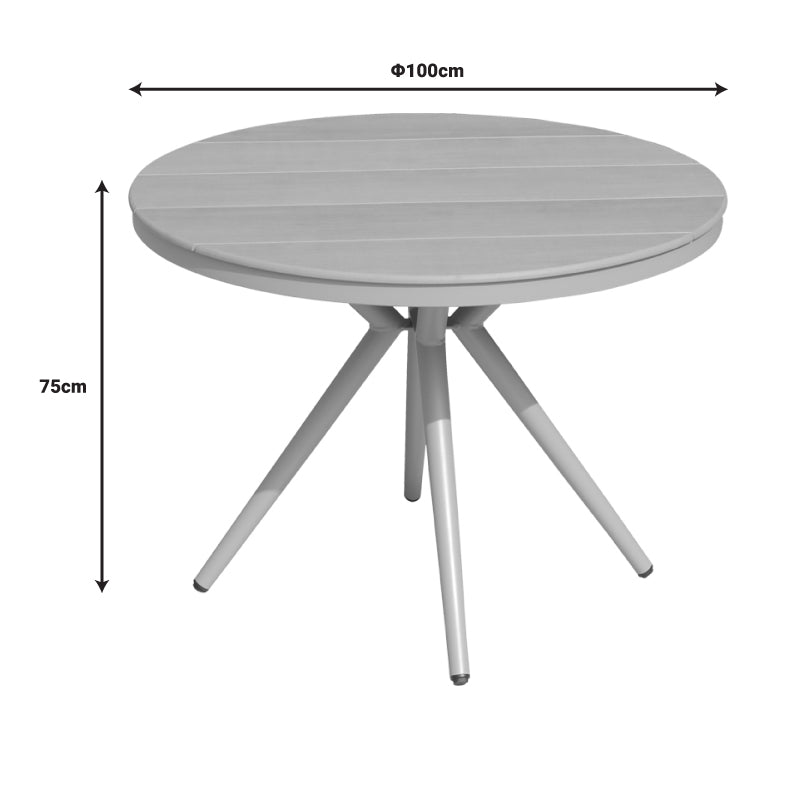 Τραπέζι Hilly plywood και αλουμίνιο σε σαμπανιζέ απόχρωση Φ100x75εκ