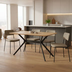 Τραπέζι Nerelis φυσικό mdf και πόδι μαύρο μέταλλο 120x70x75εκ