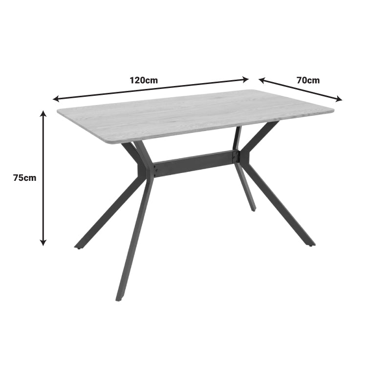 Τραπέζι Nerelis φυσικό mdf και πόδι μαύρο μέταλλο 120x70x75εκ