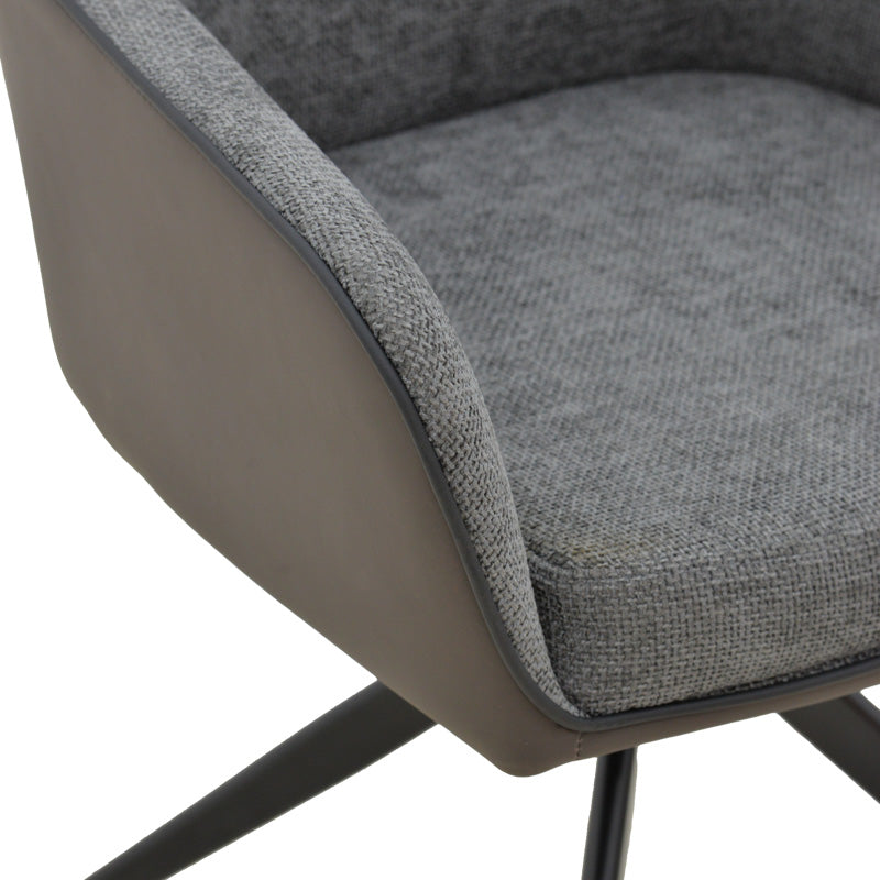 Πολυθρόνα Debra περιστρεφόμενη γκρι ύφασμα-pu με πόδι μετάλλου σε μαύρη απόχρωση 60x64x83εκ