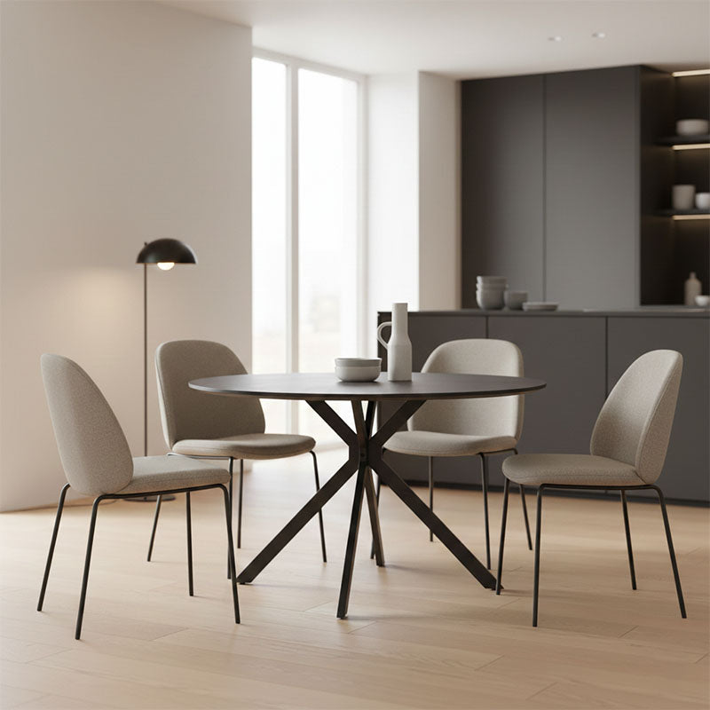 Τραπέζι Xuson mdf σε ανθρακί απόχρωση με πόδι μαύρο μέταλλο Φ120x75εκ