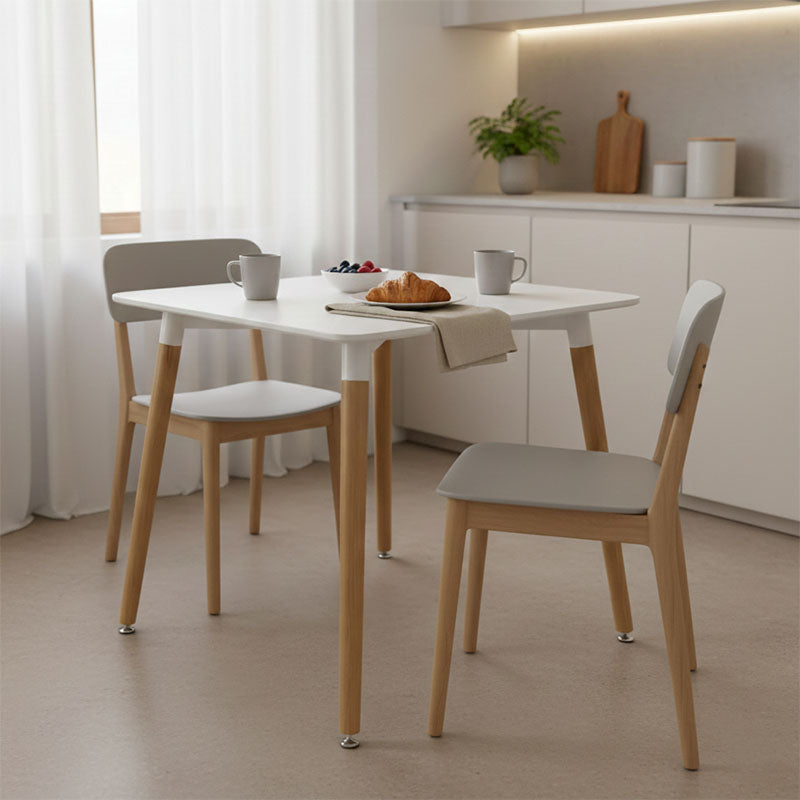 Τραπέζι Natali MDF λευκό-πόδια σε φυσική απόχρωση 80x80x76εκ