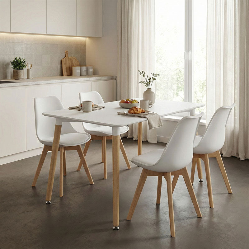 Τραπέζι Natali MDF λευκό-πόδια σε φυσική απόχρωση 120x80x76εκ