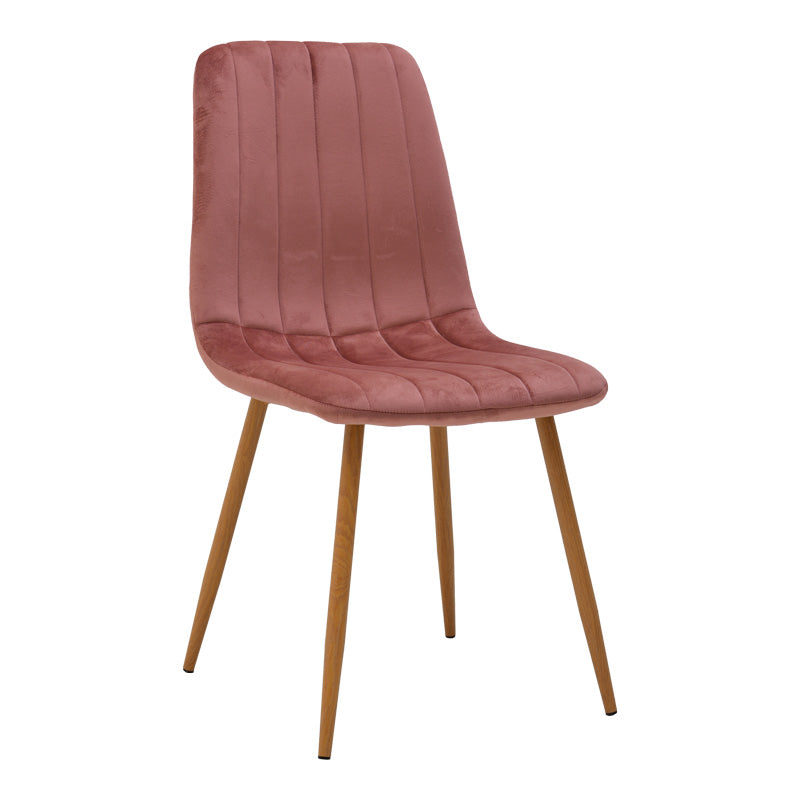 Καρέκλα Noor βελούδο σάπιο μήλο - πόδια σε φυσική απόχρωση 44x53x86εκ
