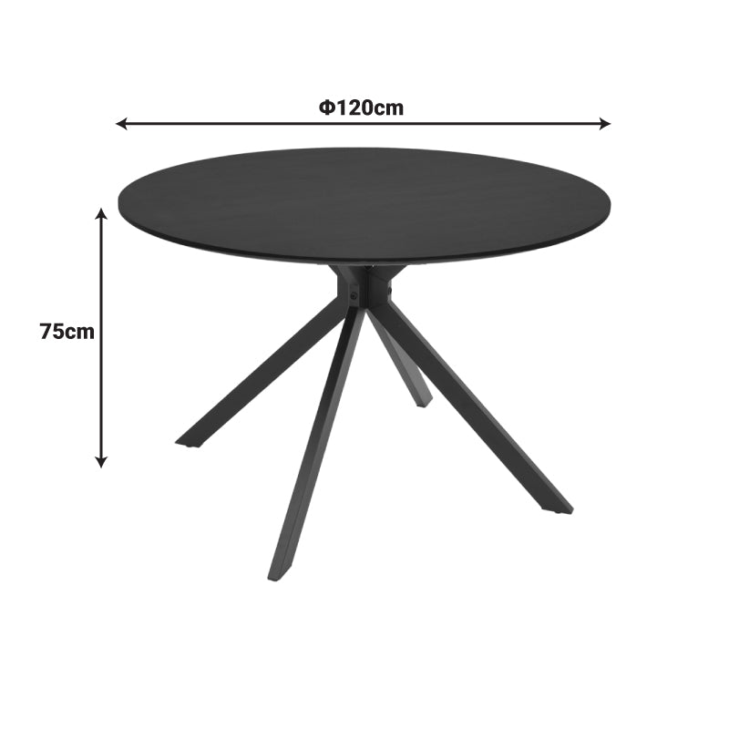 Τραπέζι Xuson μαύρο mdf με μεταλλικό πόδι Φ120x75εκ