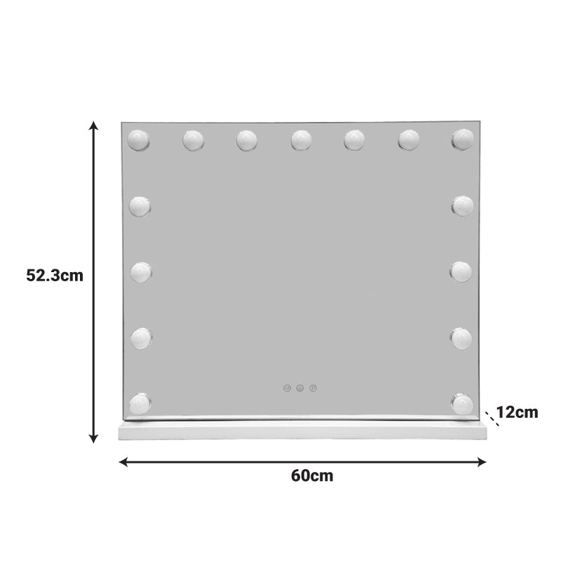 Καθρέπτης Led Hollywood μέταλλο λευκό 60x12x52.3εκ
