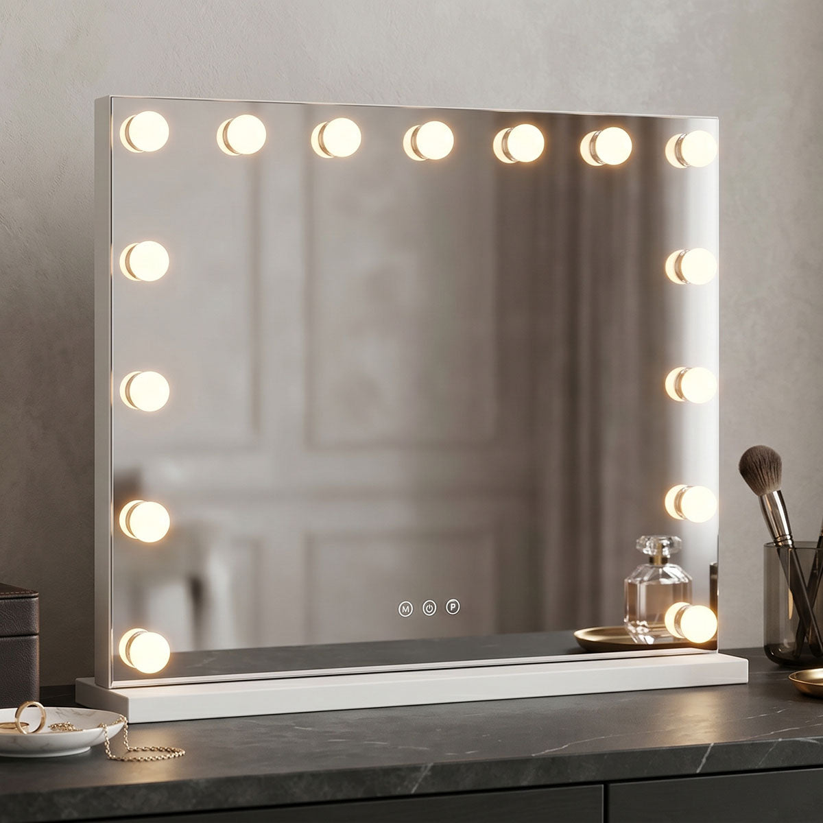 Καθρέπτης Led Hollywood μέταλλο λευκό 60x12x52.3εκ