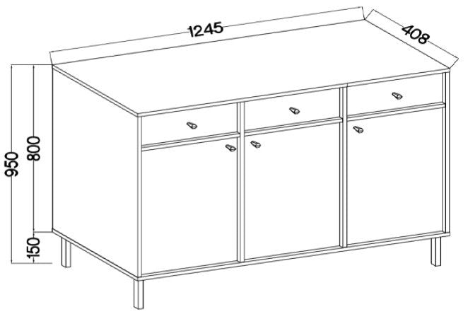 Μπουφές Siera 3F 3S-Χακί
