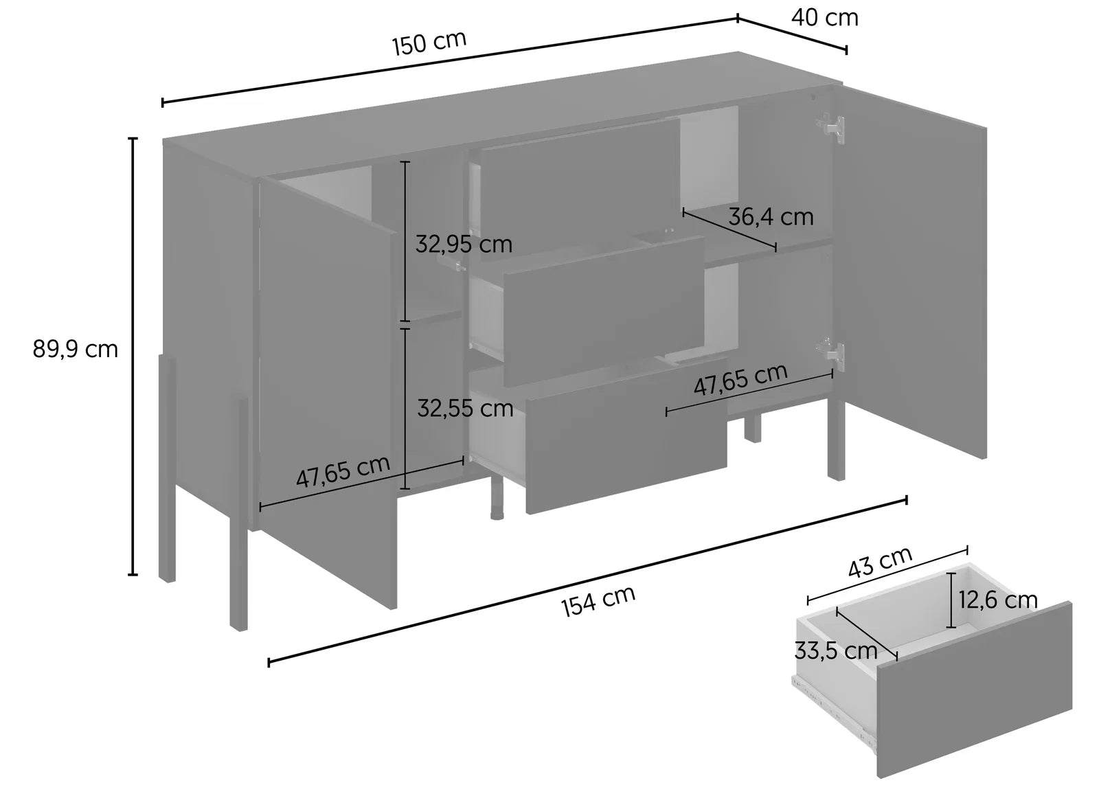 Μπουφές Plum 2D3D mini-Μαύρο