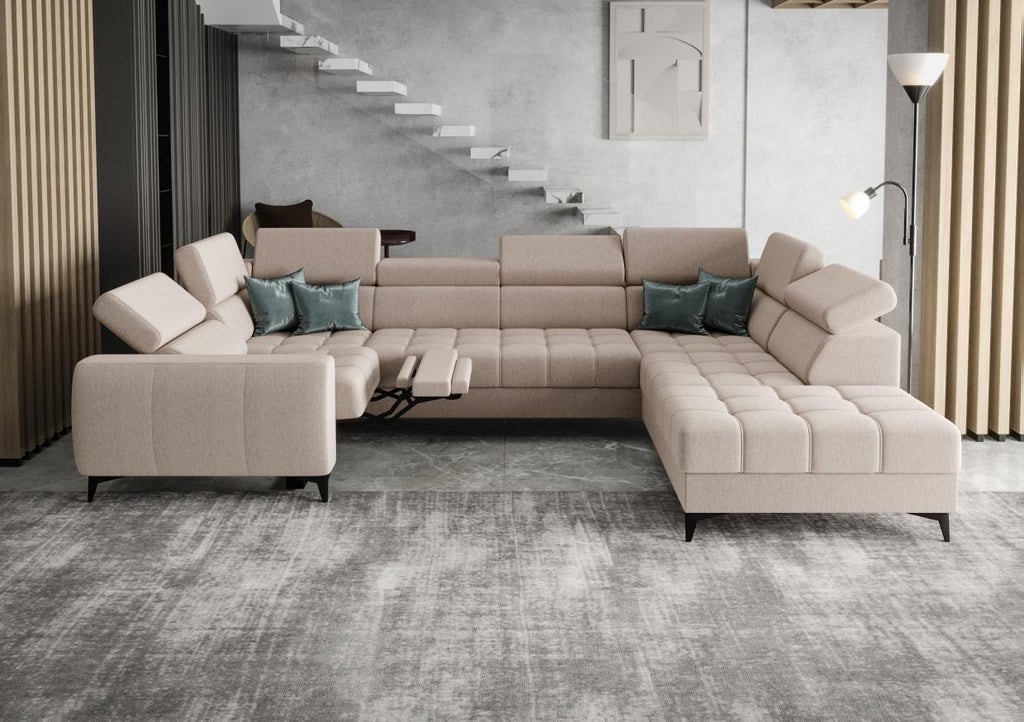 Γωνιακός καναπές Calyra Max I Relax-Μπεζ-Δεξιά
