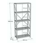 Βιβλιοθήκη Tikilmo oak μελαμίνης-μαύρο μέταλλο 88x34x180εκ