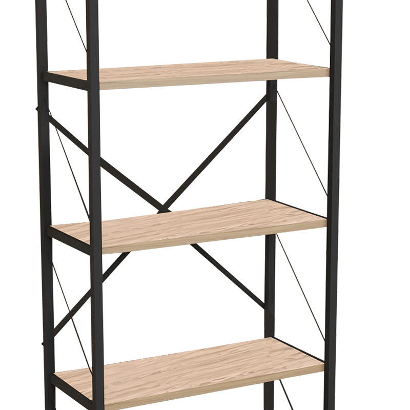 Βιβλιοθήκη Draizy oak μελαμίνης-μαύρο μέταλλο 63x30x150εκ