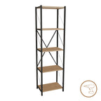 Βιβλιοθήκη Glase oak μελαμίνης-μαύρο μέταλλο 40x30x150εκ