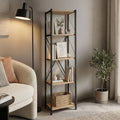 Βιβλιοθήκη Glase oak μελαμίνης-μαύρο μέταλλο 40x30x150εκ