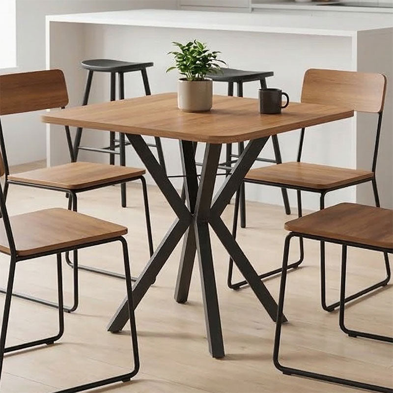 Τραπέζι Prestone oak μελαμίνης-μαύρο μέταλλο 70x70x75εκ