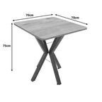 Τραπέζι Prestone oak μελαμίνης-μαύρο μέταλλο 70x70x75εκ