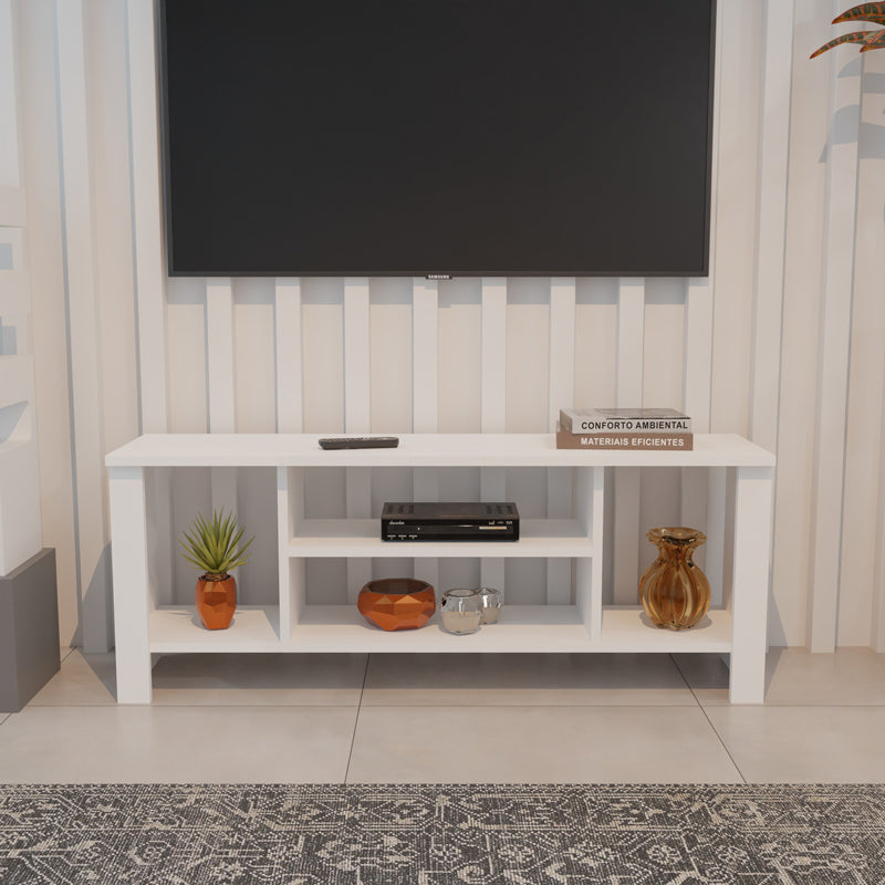 Έπιπλο τηλεόρασης Seref σε λευκή απόχρωση 120x30x47εκ
