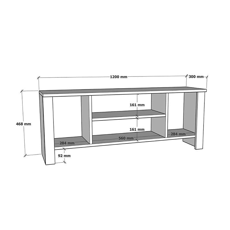 Έπιπλο τηλεόρασης Seref σε λευκή απόχρωση 120x30x47εκ