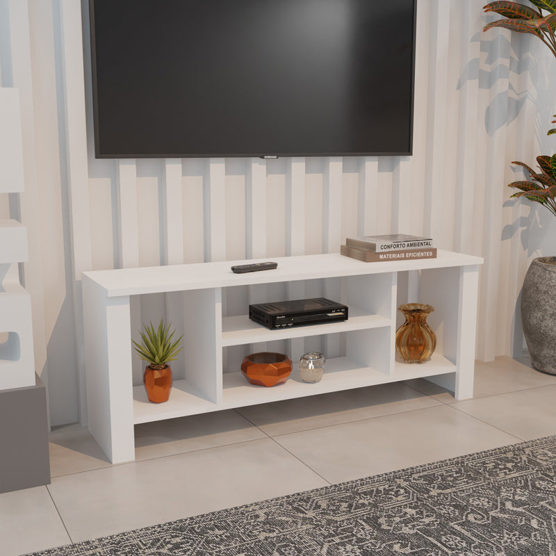 Έπιπλο τηλεόρασης Seref σε λευκή απόχρωση 120x30x47εκ