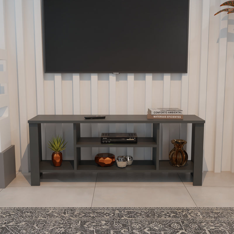 Έπιπλο τηλεόρασης Seref σε ανθρακί απόχρωση 120x30x47εκ