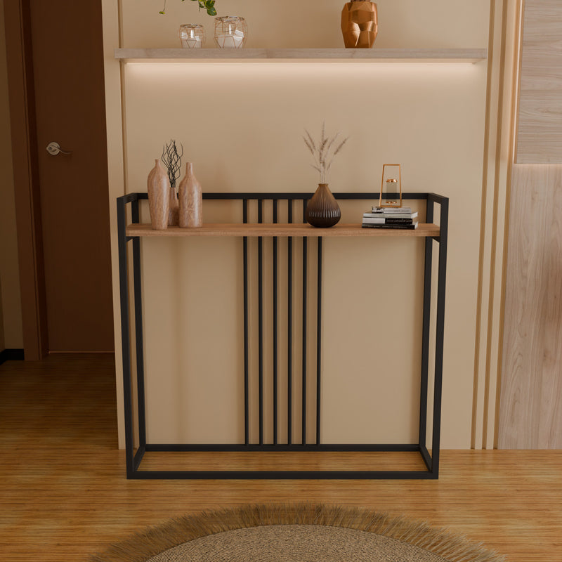 Κονσόλα Convida oak με μαύρο μεταλλικό σκελετό 100x25x90εκ