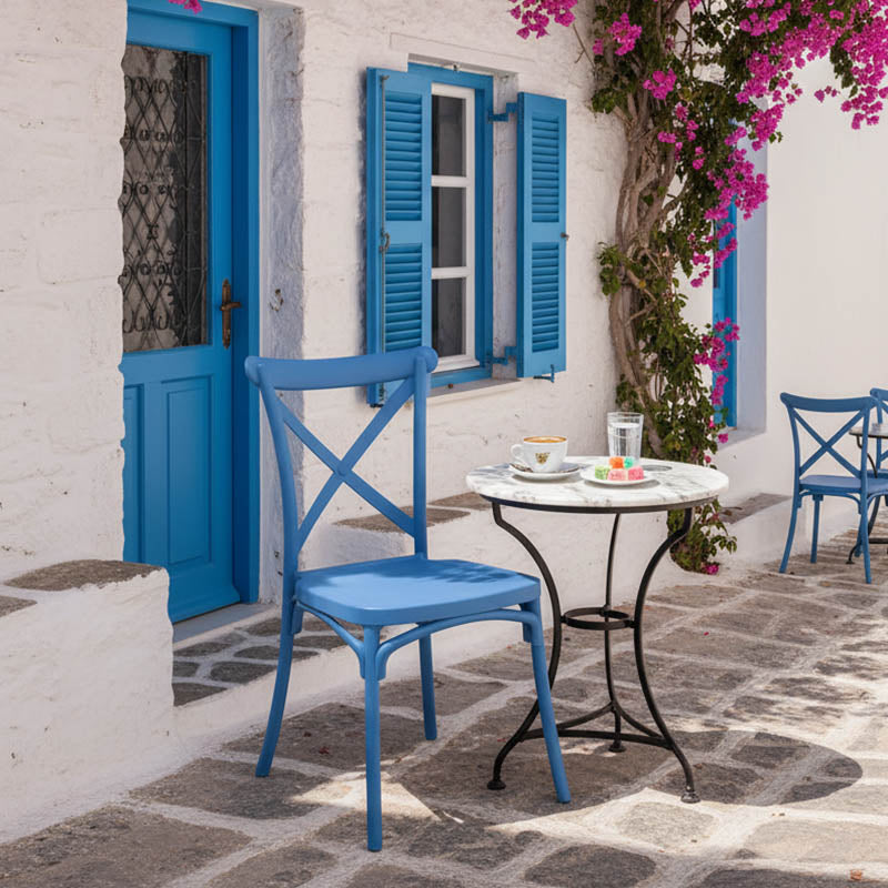 Καρέκλα Crossie στοιβαζόμενη pp σε απόχρωση μπλε 41x46x84εκ