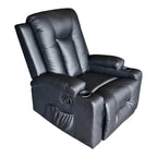Πολυθρόνα relax με μηχανισμό massage Gessel PU σε μαύρη απόχρωση 80x90x98εκ