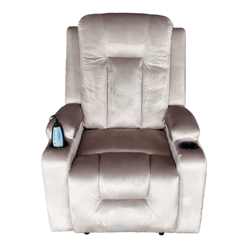 Πολυθρόνα relax με μηχανισμό massage Gessel βελούδο σε γκρι απόχρωση 80x90x98εκ