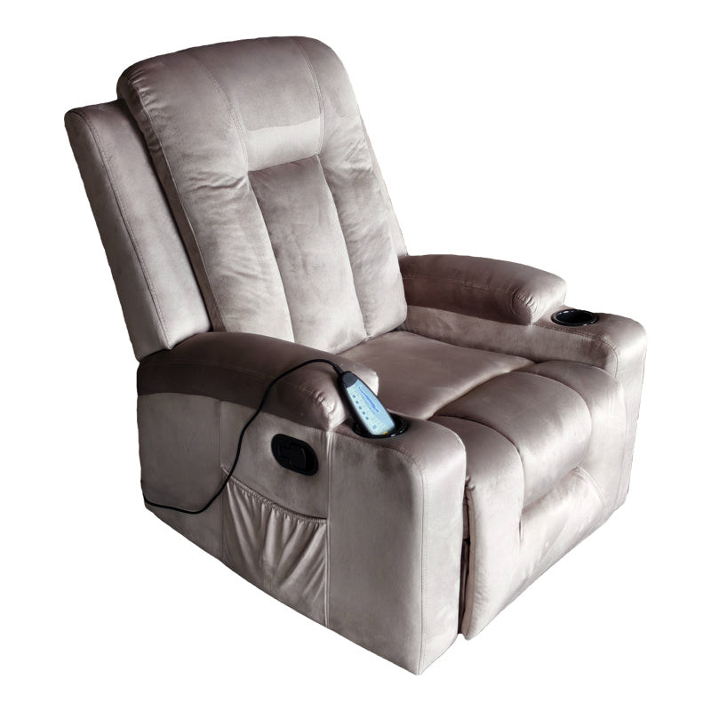 Πολυθρόνα relax με μηχανισμό massage Gessel βελούδο σε γκρι απόχρωση 80x90x98εκ