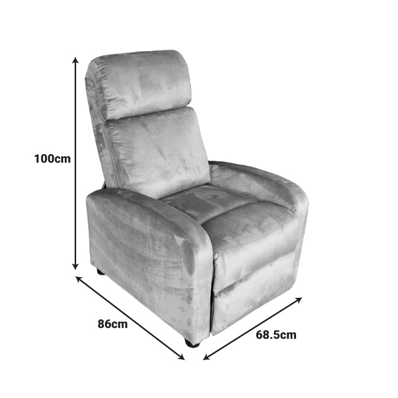 Πολυθρόνα relax Norva βελούδο σε γκρι απόχρωση 68.5x86x100εκ