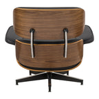 Πολυθρόνα-υποπόδιο relax Jenna μαύρο pu- plywood καρυδί-βάση χρωμίου 82x92x82εκ