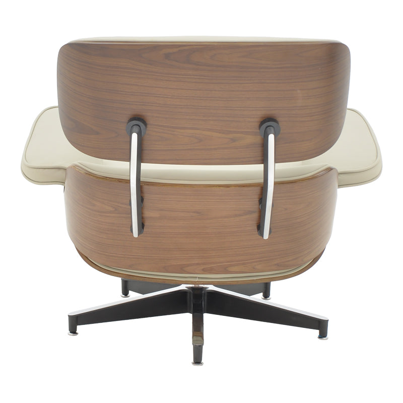 Πολυθρόνα-υποπόδιο relax Jenna μπεζ pu- plywood καρυδί-βάση χρωμίου 82x92x82εκ