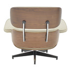 Πολυθρόνα-υποπόδιο relax Jenna μπεζ pu- plywood καρυδί-βάση χρωμίου 82x92x82εκ