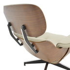Πολυθρόνα-υποπόδιο relax Jenna μπεζ pu- plywood καρυδί-βάση χρωμίου 82x92x82εκ