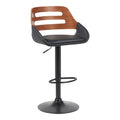 Σκαμπό μπαρ Fern πτυσσόμενο-περιστρεφόμενο μαύρο pu- ξύλο καρυδί - μέταλλο μαύρο 52x48.5x87.5-110.5εκ