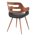 Πολυθρόνα Fern PU μαύρο-ξύλο καρυδί απόχρωση 52x59x80εκ