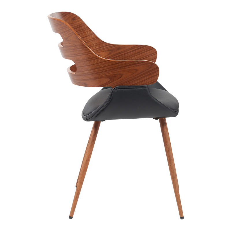 Πολυθρόνα Fern PU μαύρο-ξύλο καρυδί απόχρωση 52x59x80εκ