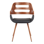 Πολυθρόνα Fern PU μαύρο-ξύλο καρυδί απόχρωση 52x59x80εκ