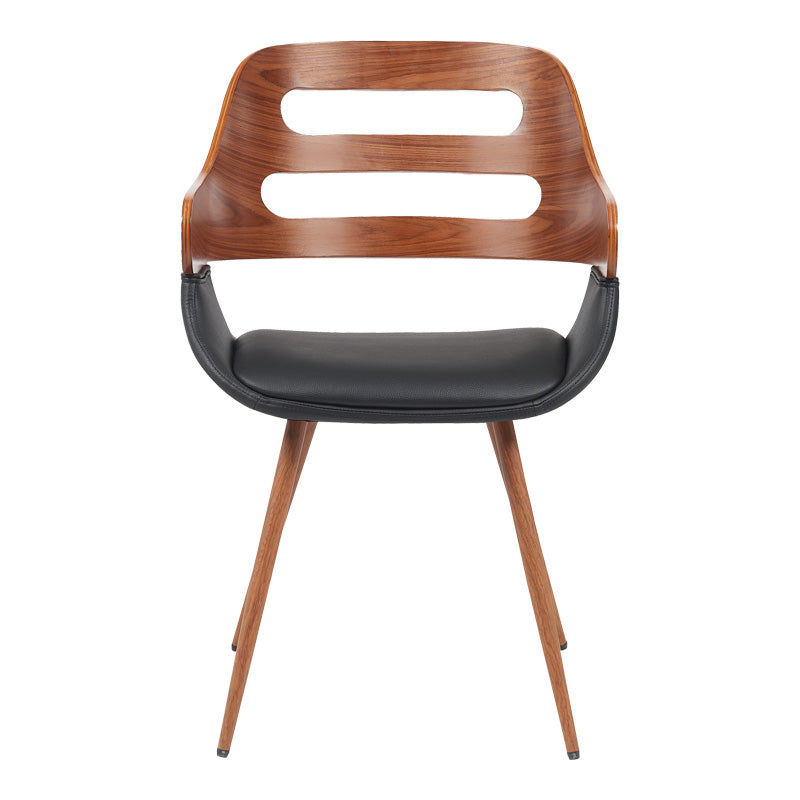 Πολυθρόνα Fern PU μαύρο-ξύλο καρυδί απόχρωση 52x59x80εκ