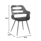 Πολυθρόνα Fern PU μαύρο-ξύλο καρυδί απόχρωση 52x59x80εκ