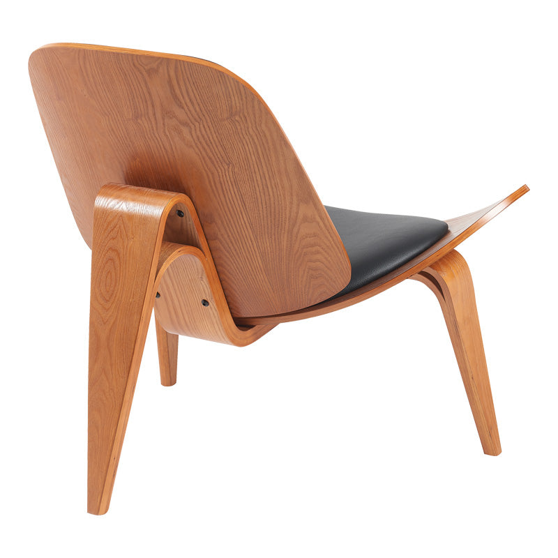 Πολυθρόνα Vilma PU μαύρο- plywood καρυδί 90x76.5x74.5εκ