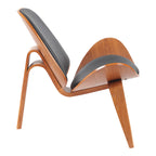 Πολυθρόνα Vilma PU μαύρο- plywood καρυδί 90x76.5x74.5εκ