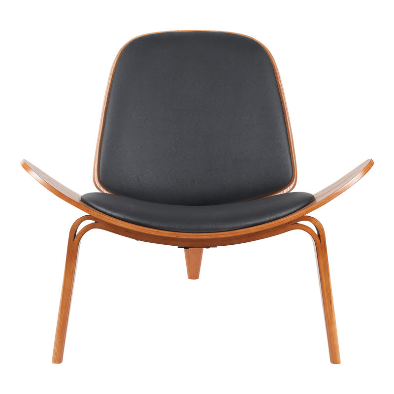 Πολυθρόνα Vilma PU μαύρο- plywood καρυδί 90x76.5x74.5εκ