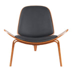 Πολυθρόνα Vilma PU μαύρο- plywood καρυδί 90x76.5x74.5εκ