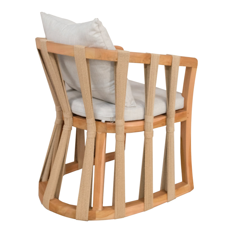 Πολυθρόνα Morani σκελετός teak ξύλο και ύφασμα σε φυσική απόχρωση 58x66x75εκ