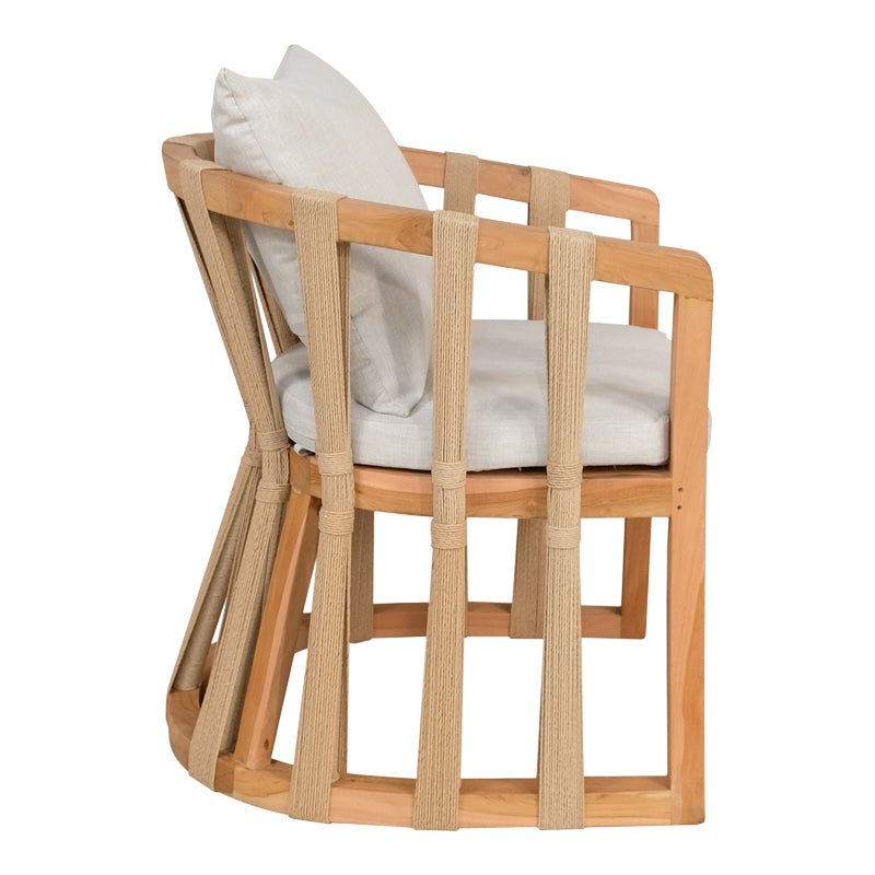 Πολυθρόνα Morani σκελετός teak ξύλο και ύφασμα σε φυσική απόχρωση 58x66x75εκ