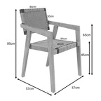 Πολυθρόνα Salama σκελετός teak ξύλο σε φυσική απόχρωση και κρεμ-μαύρο pe σχοινί 57x60x85εκ