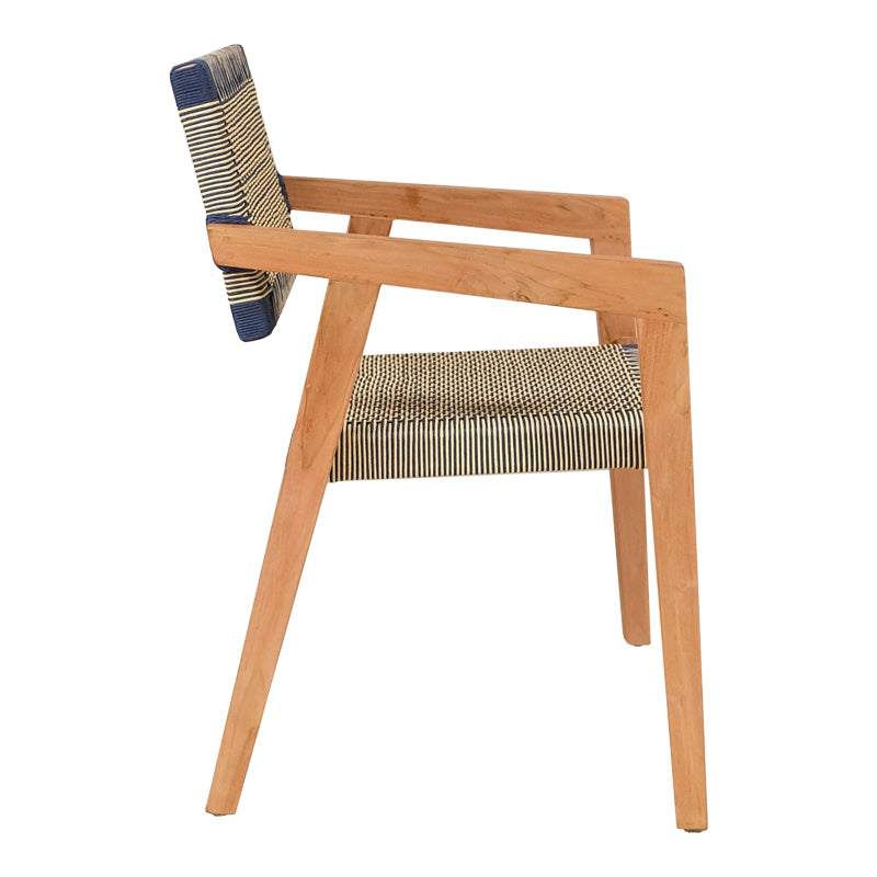 Πολυθρόνα Salama σκελετός teak ξύλο σε φυσική απόχρωση και κρεμ-μαύρο pe σχοινί 57x60x85εκ