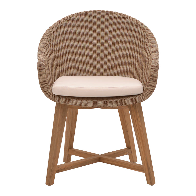 Πολυθρόνα Solso σκελετός αλουμινίου με teak πόδι σε φυσική απόχρωση και pe rattan 62x58x78εκ